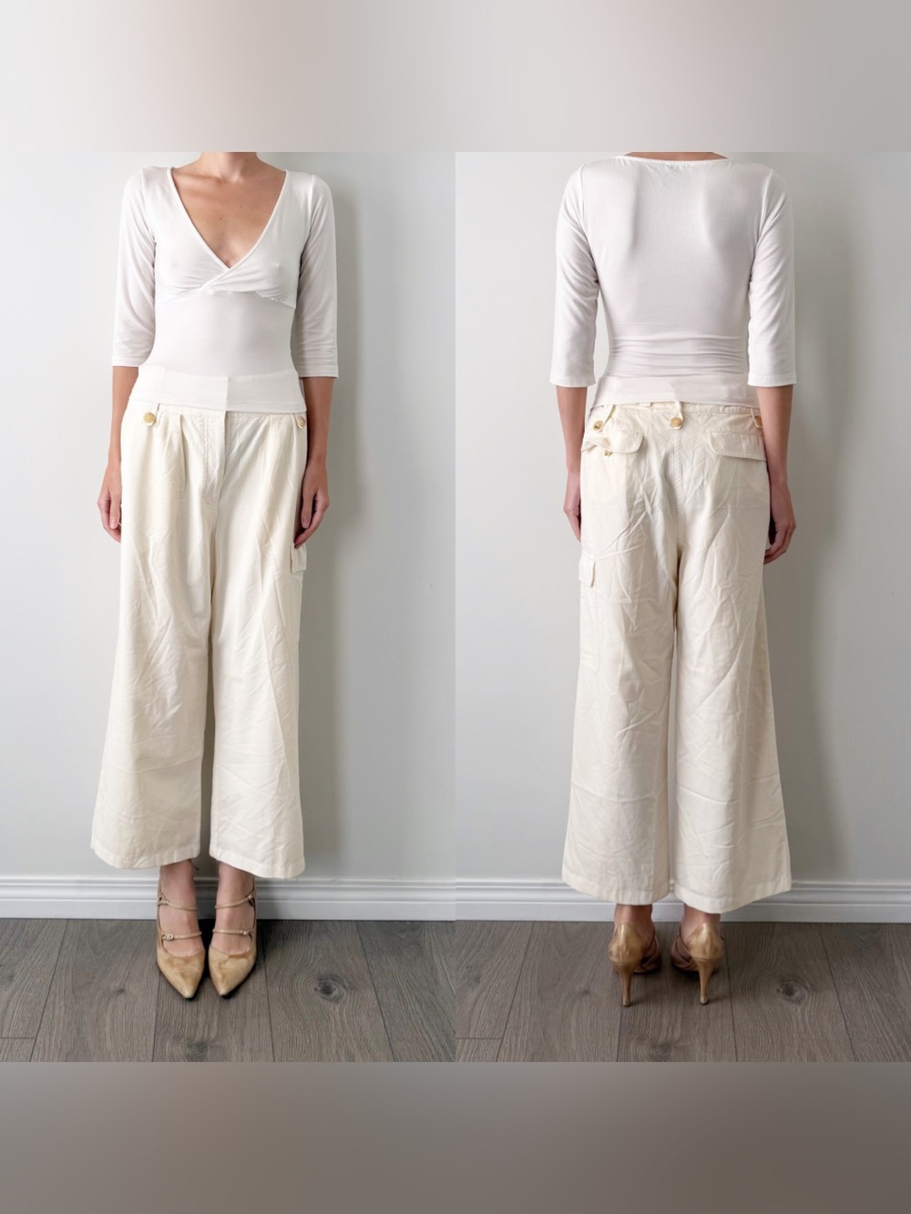 The row wool and silk high rise cropped trousers/capris